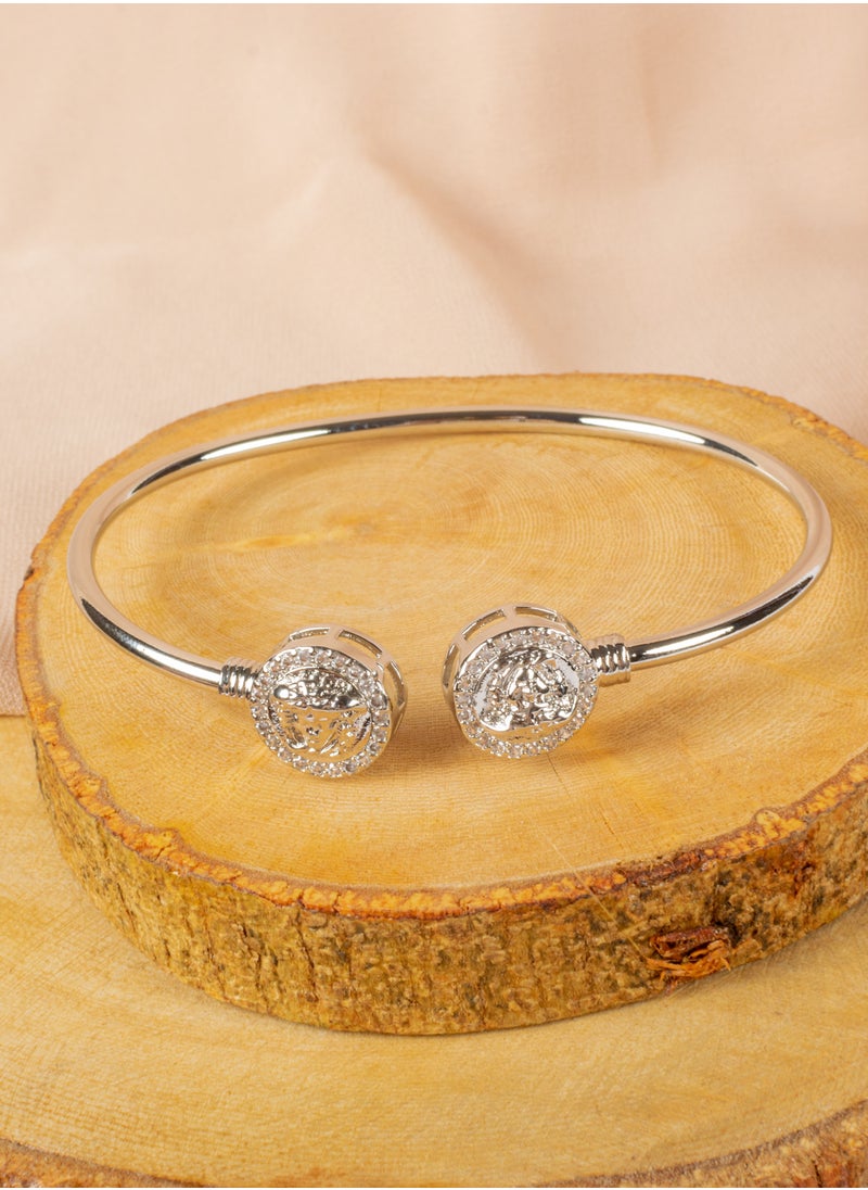 The Black Pearl Accessories - Triple Chinese Gold Free Size Zirconic Medousa Bracelet (Gold, Silver & Rose Gold) - Image 1