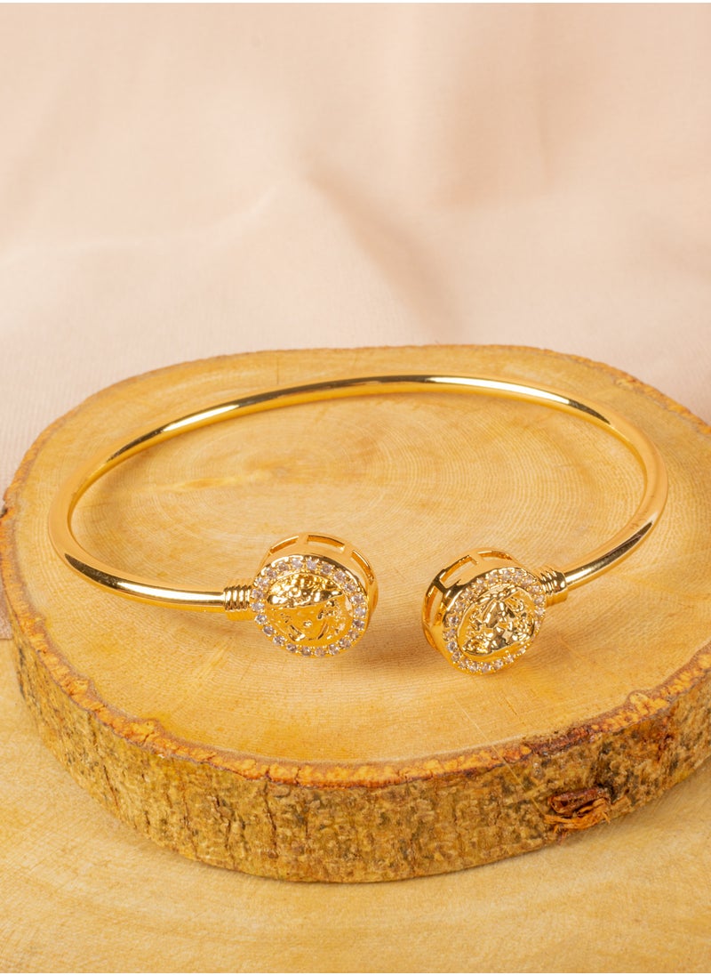 The Black Pearl Accessories - Triple Chinese Gold Free Size Zirconic Medousa Bracelet (Gold, Silver & Rose Gold) - Image 1