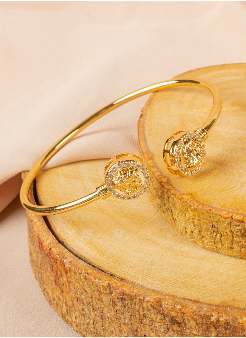 The Black Pearl Accessories - Triple Chinese Gold Free Size Zirconic Medousa Bracelet (Gold, Silver & Rose Gold) - Image 1
