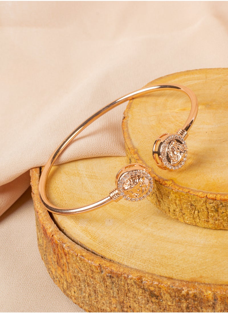 The Black Pearl Accessories - Triple Chinese Gold Free Size Zirconic Medousa Bracelet (Gold, Silver & Rose Gold) - Image 1