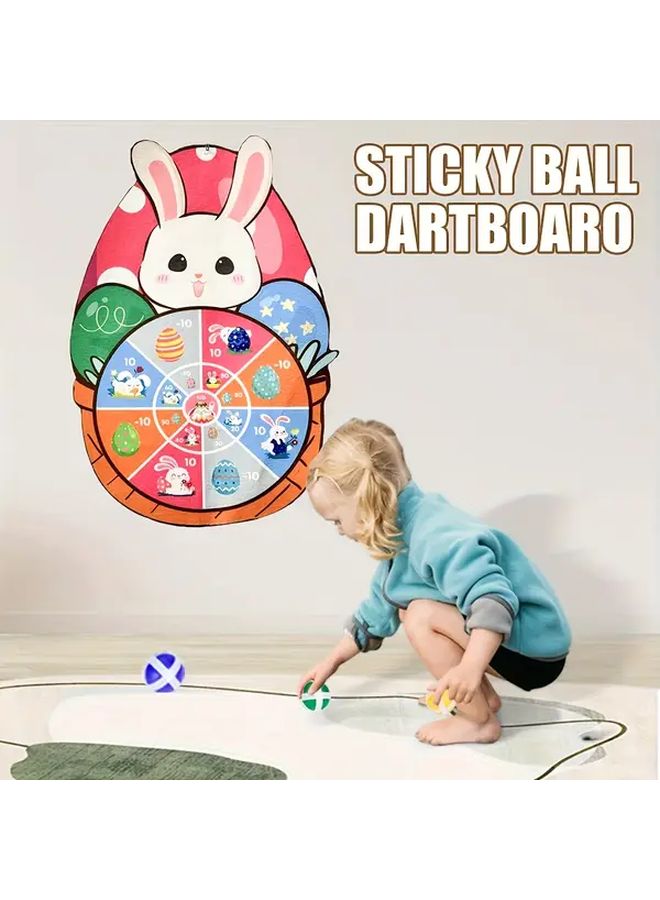 Pink Sticky Ball Dartboard Game Set 6pcs Indoor Outdoor Fun Activity Toy For Kids - Image 2