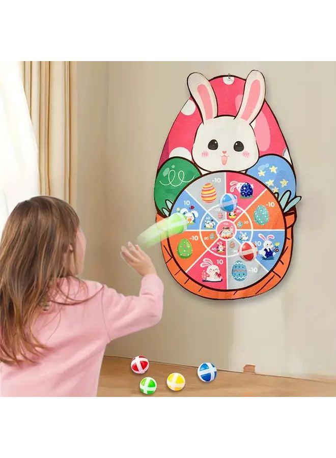 Pink Sticky Ball Dartboard Game Set 6pcs Indoor Outdoor Fun Activity Toy For Kids - Image 3