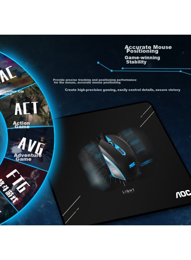 Aoc Full-property Series Gaming Mouse Pad, Small Size 300*250*4mm, Thickened With Locked Edges, Office Keyboard Computer Desk Pad, M113/93 Glossy Black - Image 2