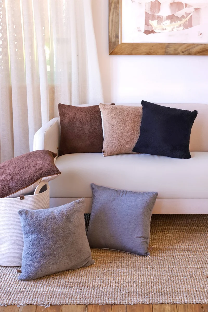 هامور Dough Scandinavian Bohemian 2 Pack Teddy Puffy Throw Pillow Cover Brown