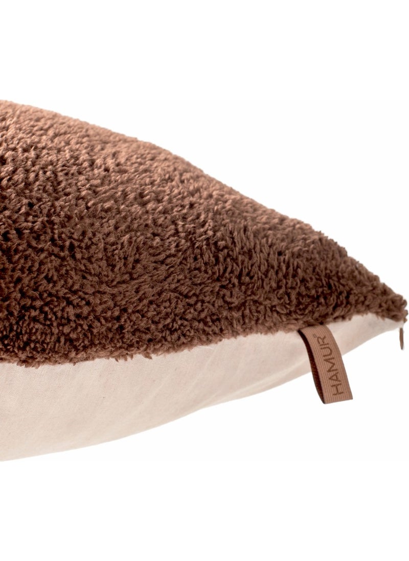 Hamur Dough Scandinavian Bohemian 2 Pack Teddy Puffy Throw Pillow Cover Brown  - Image 5