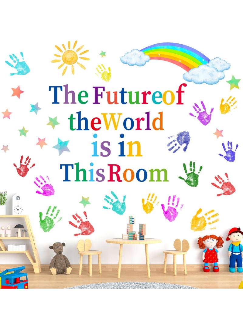 SOLARAE Colorful Inspirational Wall Stickers, Kids Inspirational Quotes & Handprint Wall Decals D√©cor Self-Adhesive Rainbow Wall Stickers Kids Wall Stickers for Classroom/Library/Kids Bedroom - Image 1