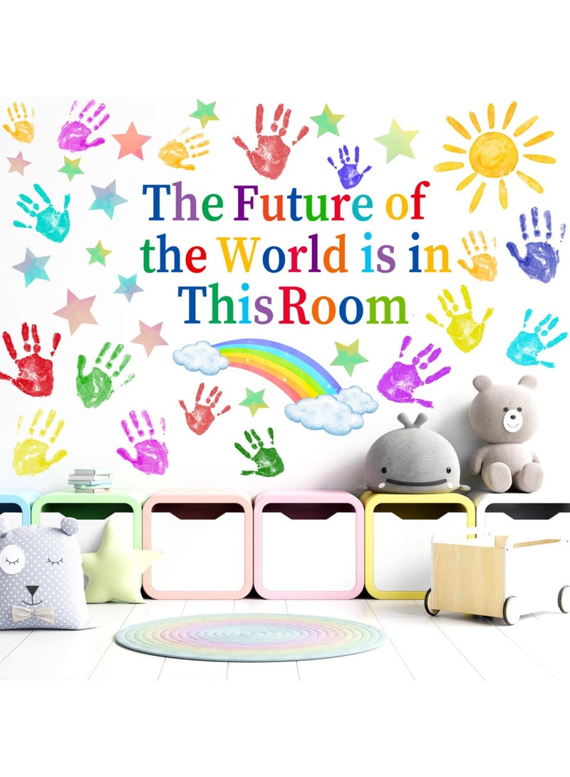 SOLARAE Colorful Inspirational Wall Stickers, Kids Inspirational Quotes & Handprint Wall Decals D√©cor Self-Adhesive Rainbow Wall Stickers Kids Wall Stickers for Classroom/Library/Kids Bedroom - Image 3