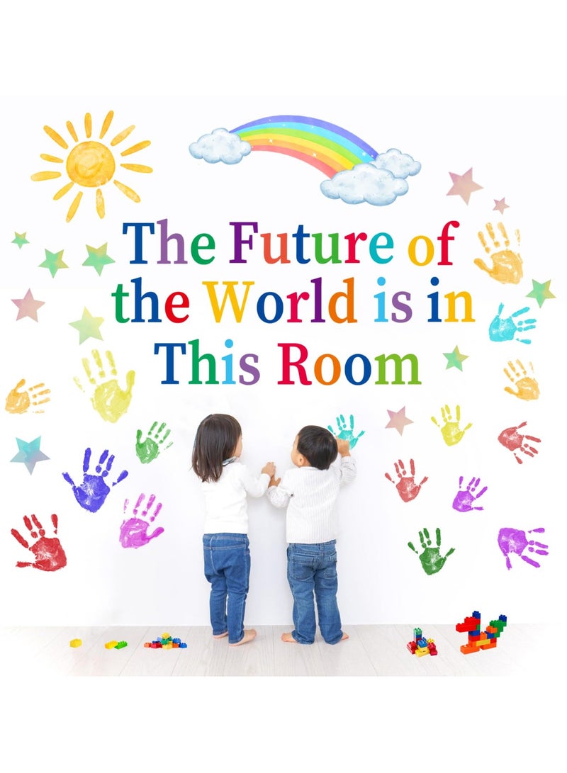 SOLARAE Colorful Inspirational Wall Stickers, Kids Inspirational Quotes & Handprint Wall Decals D√©cor Self-Adhesive Rainbow Wall Stickers Kids Wall Stickers for Classroom/Library/Kids Bedroom - Image 2