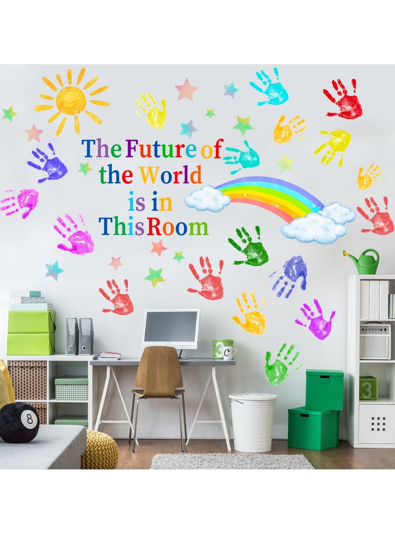 SOLARAE Colorful Inspirational Wall Stickers, Kids Inspirational Quotes & Handprint Wall Decals D√©cor Self-Adhesive Rainbow Wall Stickers Kids Wall Stickers for Classroom/Library/Kids Bedroom - Image 5