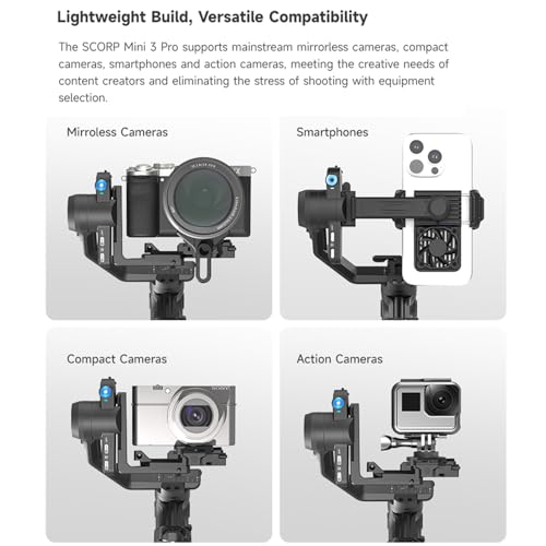 FeiyuTech SCORP Mini 3 Pro Kit 3-Axis Camera Stabilizer,Built-in AI Track,All in One Handheld Gimbal for Mirrorless, Pocket Camera,Action Camera, Phone, 2KG Payload - Image 5