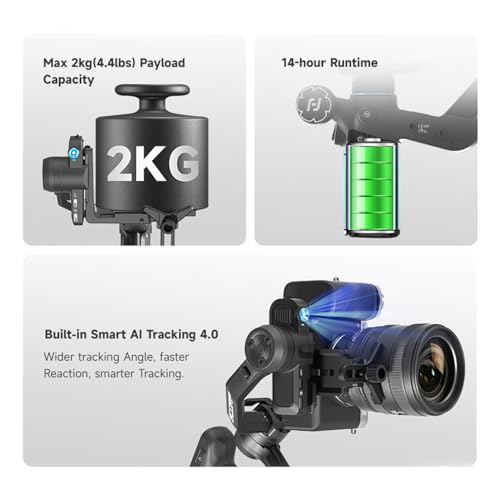 FeiyuTech SCORP Mini 3 Pro Kit 3-Axis Camera Stabilizer,Built-in AI Track,All in One Handheld Gimbal for Mirrorless, Pocket Camera,Action Camera, Phone, 2KG Payload - Image 2