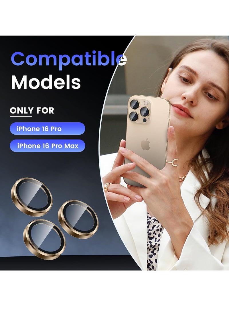 YoYoTech Desert Titanium Compatible for iPhone 16 Pro / iPhone 16 Pro Max Camera Lens Protector, AR Lens Protector Auto Installation,9H Tempered Glass,AR+AF Metal Individual Ring - Desert Titanium  - Image 2