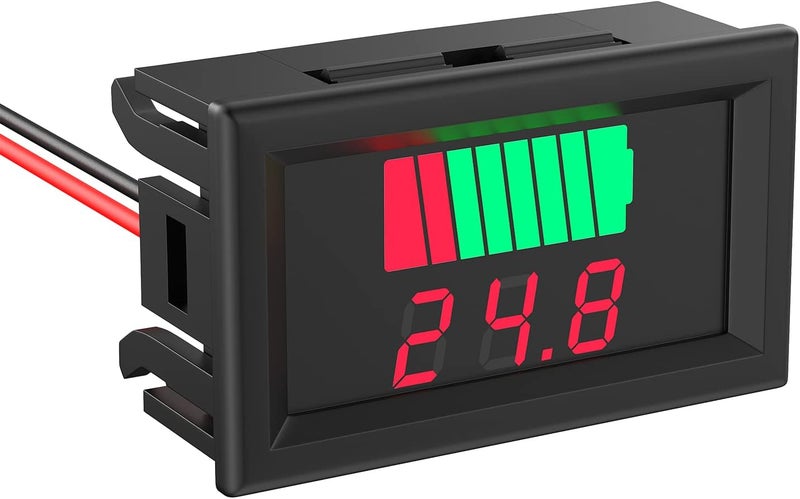 Cocar Battery Tester DC 12V 24V 36V 48V 60V 72V Battery Voltage Display 2 in 1 Capacity Lithium Ion Voltage Reader - Red Indicator - Image 1