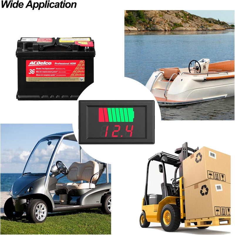 Cocar Battery Tester DC 12V 24V 36V 48V 60V 72V Battery Voltage Display 2 in 1 Capacity Lithium Ion Voltage Reader - Red Indicator - Image 5