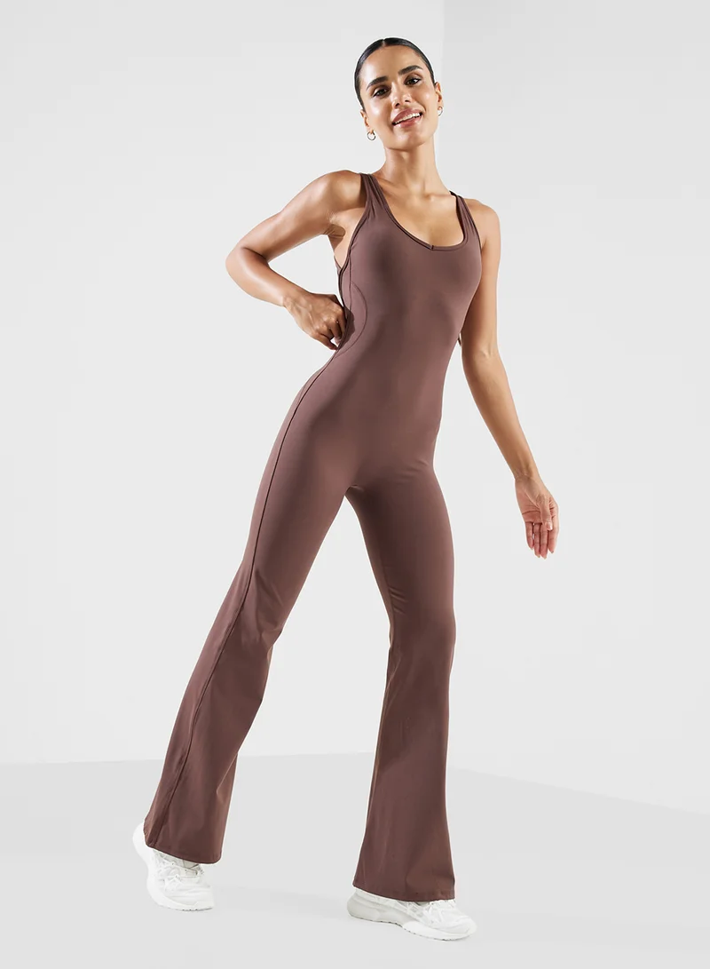 FRWD Sleveless Back Cutout Detail Unitard