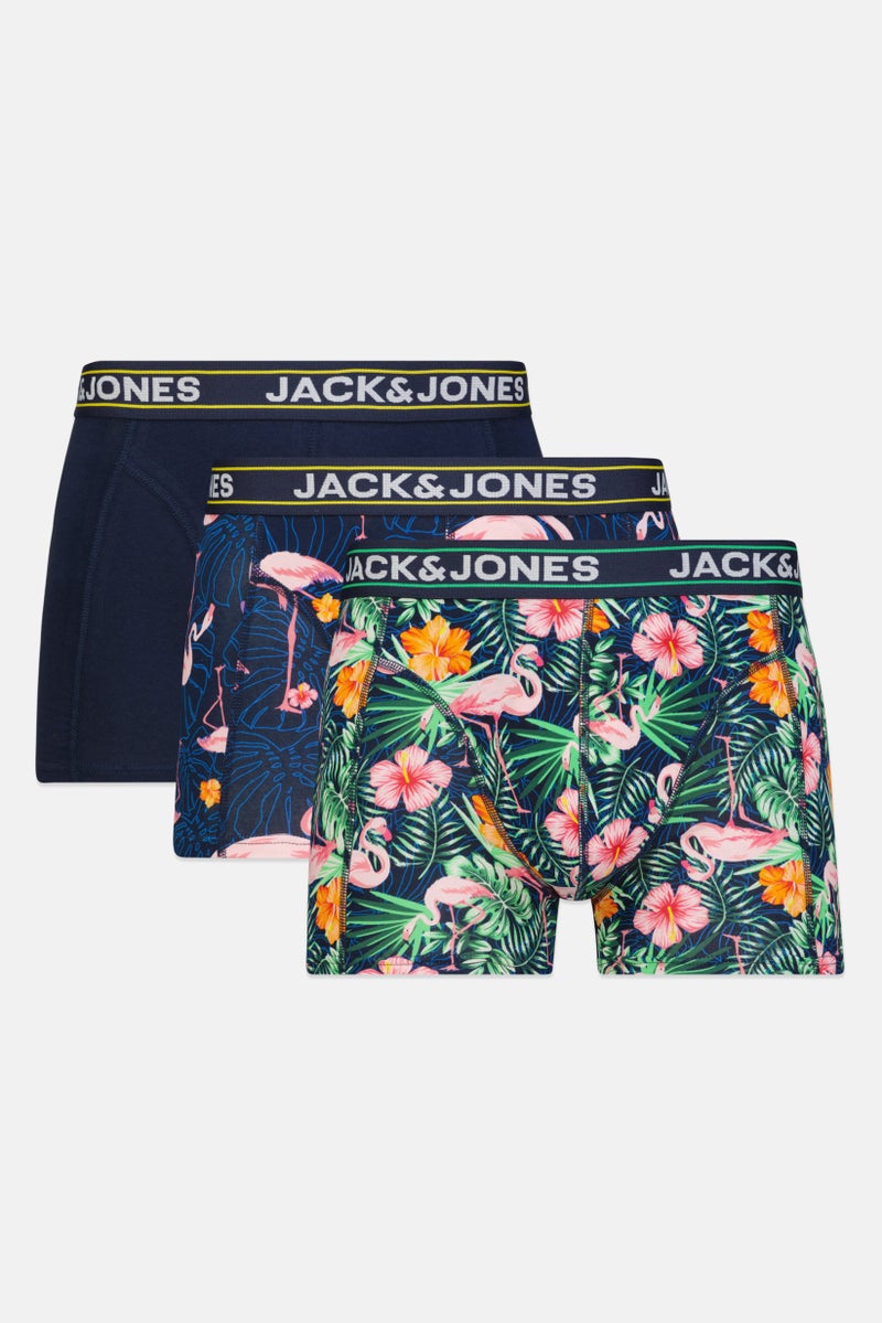Jack Jones Men 3 Pieces Allover Print Boxer Briefs, Multicolor - Image 1