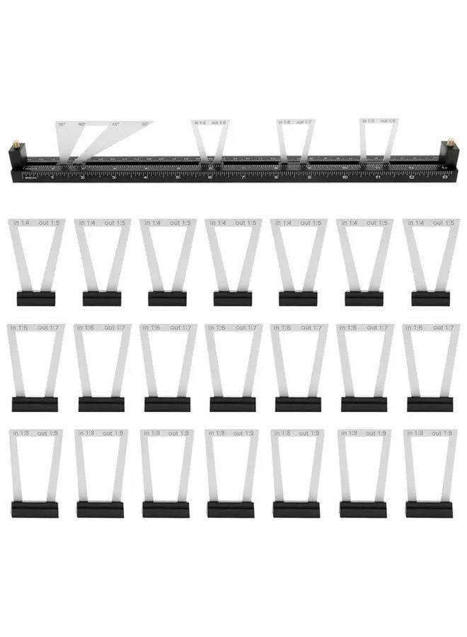 Black And White 28pcs Dovetail Marking Gauge Aluminum Alloy Multifunctional Adjustable Woodworking Tool - Image 1