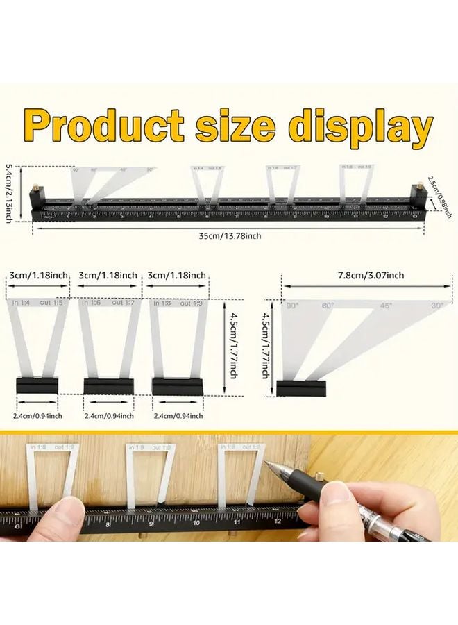 Black And White 28pcs Dovetail Marking Gauge Aluminum Alloy Multifunctional Adjustable Woodworking Tool - Image 3