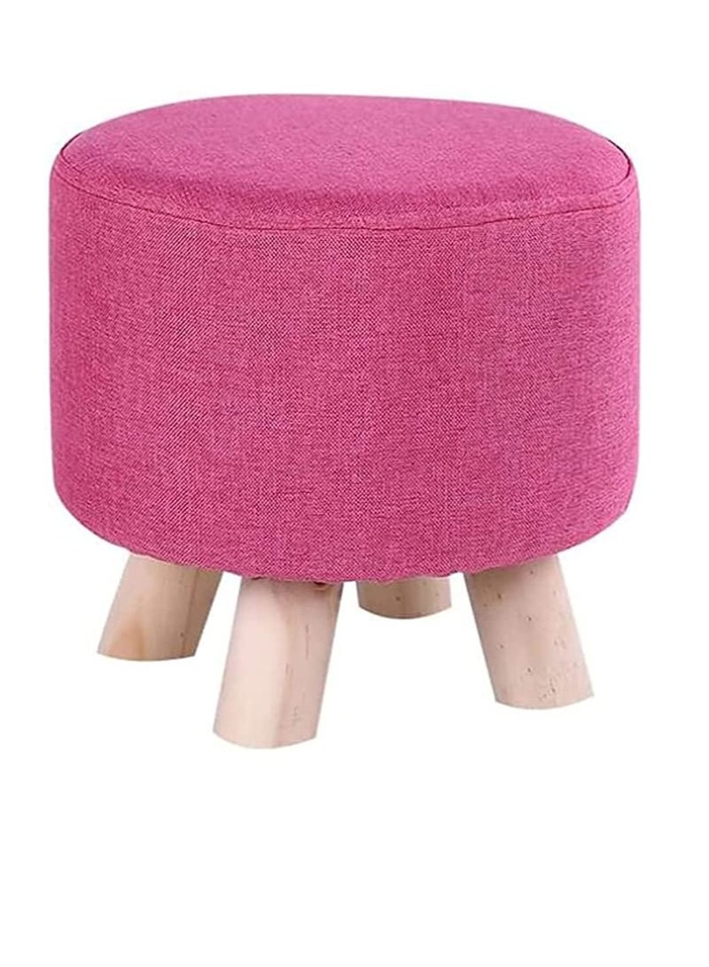 Generic FFD Round Ottoman Foot Rest Stool - Comfortable & Multipurpose Pouf Footstool with Wooden Legs - Small Round Footrest Chair for Changing Shoes - Stylish and Supportive Footrest  - Image 1