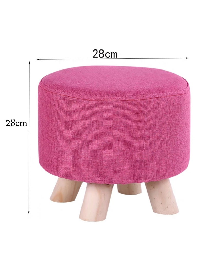 Generic FFD Round Ottoman Foot Rest Stool - Comfortable & Multipurpose Pouf Footstool with Wooden Legs - Small Round Footrest Chair for Changing Shoes - Stylish and Supportive Footrest  - Image 2
