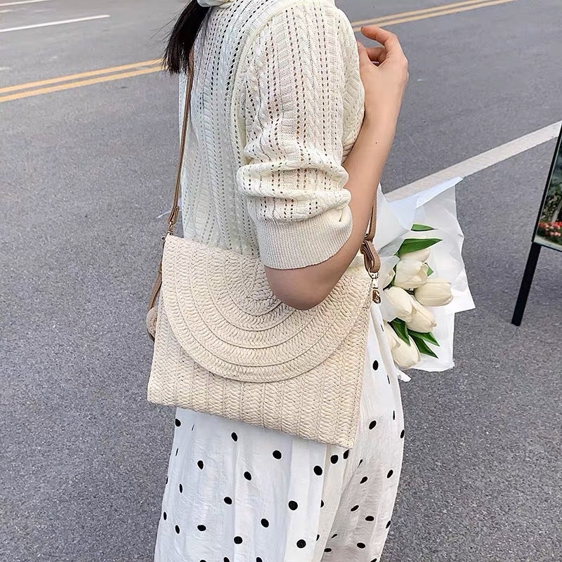 A Generation Of Hair Messenger Bag Women'S Bag Straw Bag Fashion Shoulder Bag 2023 New Temperament Casual Woven Bag - Image 5