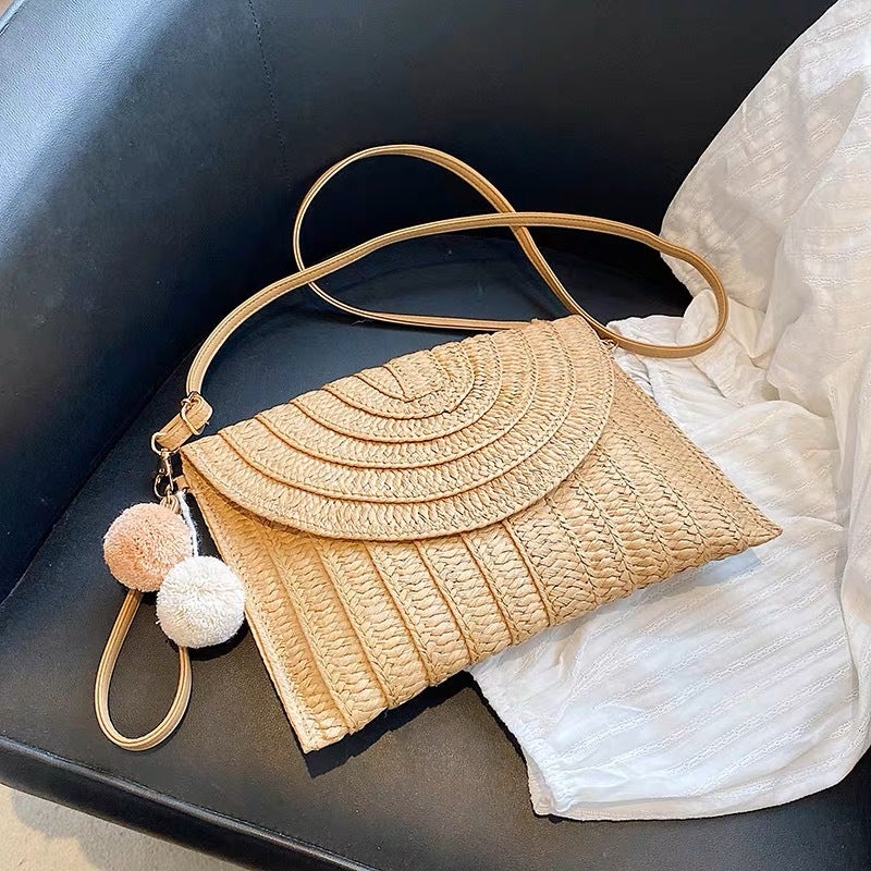 A Generation Of Hair Messenger Bag Women'S Bag Straw Bag Fashion Shoulder Bag 2023 New Temperament Casual Woven Bag - Image 3