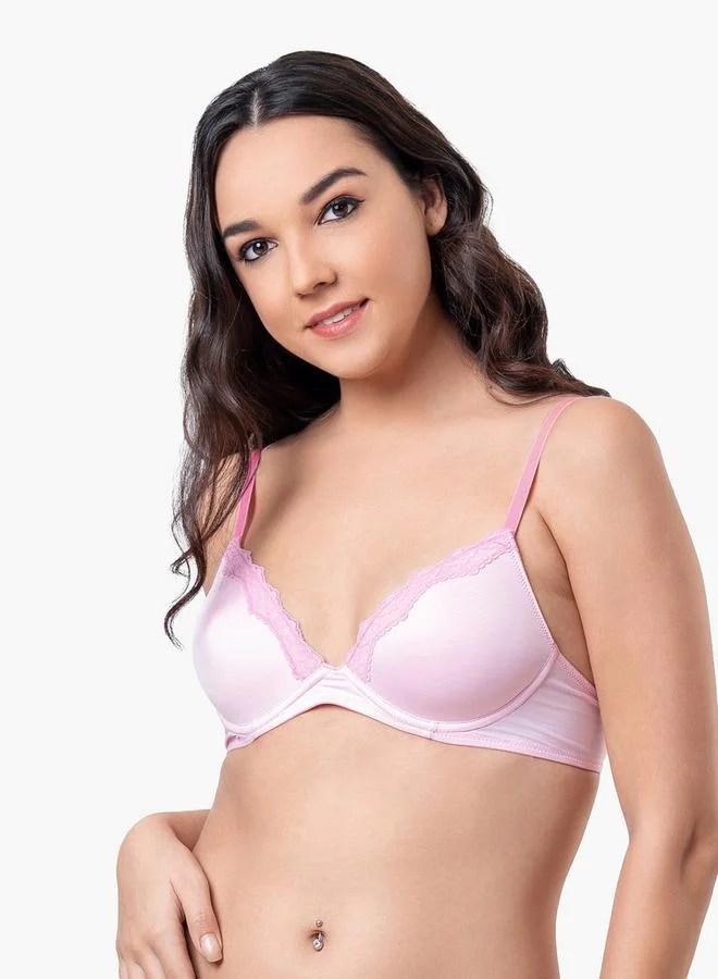 Aadaraya Aadaraya Lace Detail Demi Bra with Hook and Eye Closure