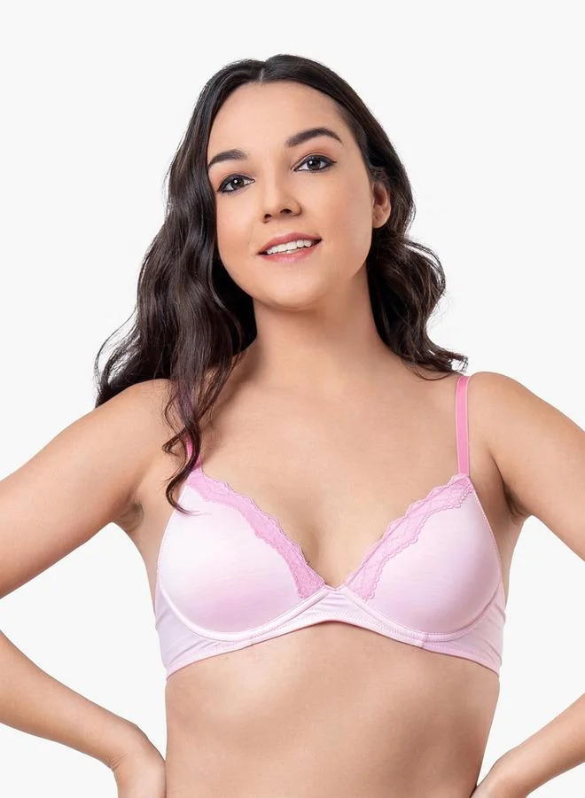 Aadaraya Aadaraya Lace Detail Demi Bra with Hook and Eye Closure