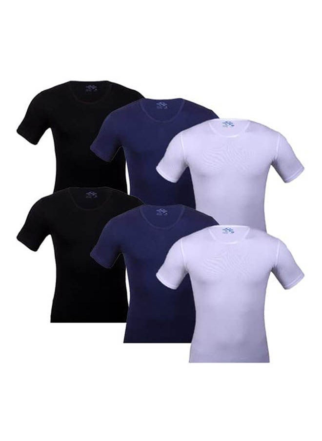 COTTONIL Basic Round Neck Short Sleeve Undershirts Pack Of 6 