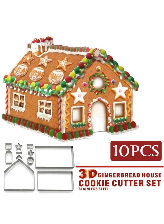 FantasyDay 3D Christmas Gingerbread House Cookie Cutters Set, FantasyDay 10 Pcs 430 Stainless Steel Cartoon Snowflake Biscuit Cutter Pastry Mold for Holiday Birthday Cake Dough Donut Fondant - Baking Dough Tool - Image 4