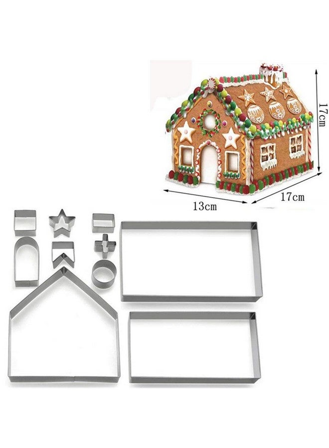 FantasyDay 3D Christmas Gingerbread House Cookie Cutters Set, FantasyDay 10 Pcs 430 Stainless Steel Cartoon Snowflake Biscuit Cutter Pastry Mold for Holiday Birthday Cake Dough Donut Fondant - Baking Dough Tool - Image 2