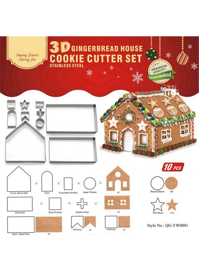FantasyDay 3D Christmas Gingerbread House Cookie Cutters Set, FantasyDay 10 Pcs 430 Stainless Steel Cartoon Snowflake Biscuit Cutter Pastry Mold for Holiday Birthday Cake Dough Donut Fondant - Baking Dough Tool - Image 5