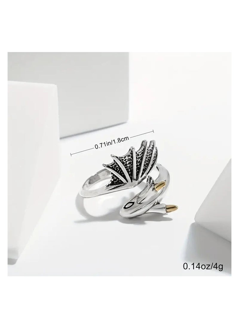 Genérico Retro Hip Hop Little Flying Dragon Ring Opening Adjustable  - Image 3