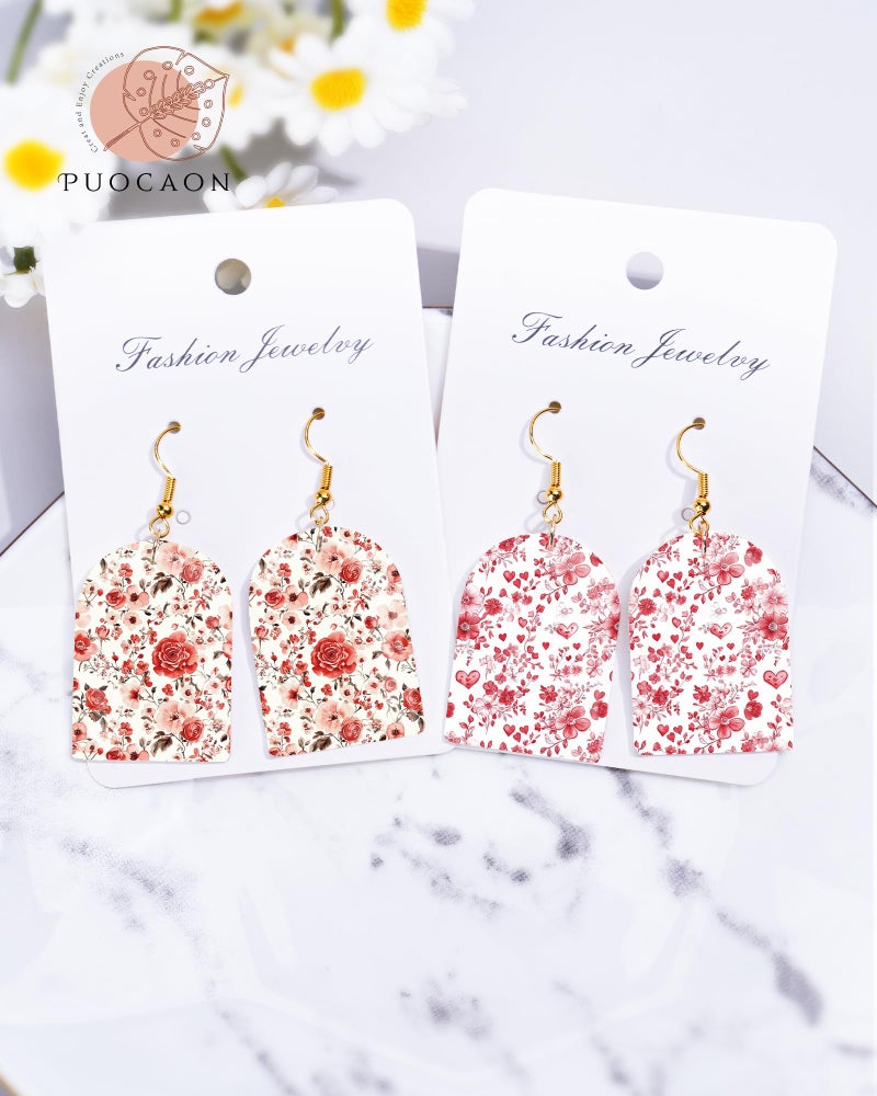 Puocaon Valentine's Polymer Clay Transfer Sheets - 18 Pcs Rose Floral Transfer Paper for Polymer Clay Earrings Jewelry Valentine's Day Jewelry - Image 2