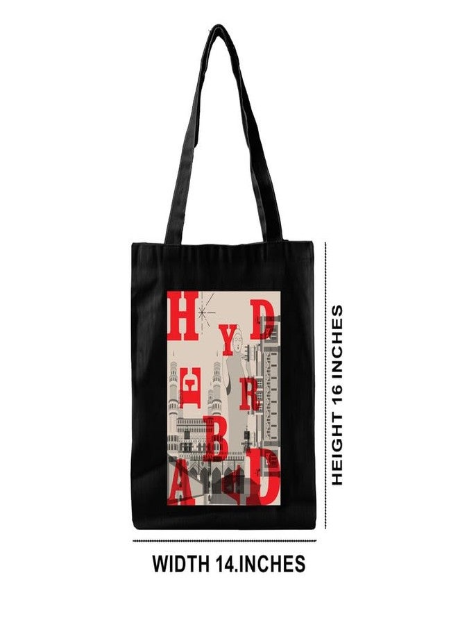 PrintingZone Hyderabad Canvas Printed Tote Bag For Women | Zipper & Pouch | Shopping/Grocery Bag | Multi-Purpose Bag | Reusable Eco-Friendly Cotton Handbags, Canvas Tote Bags For College(TB38) - Image 2