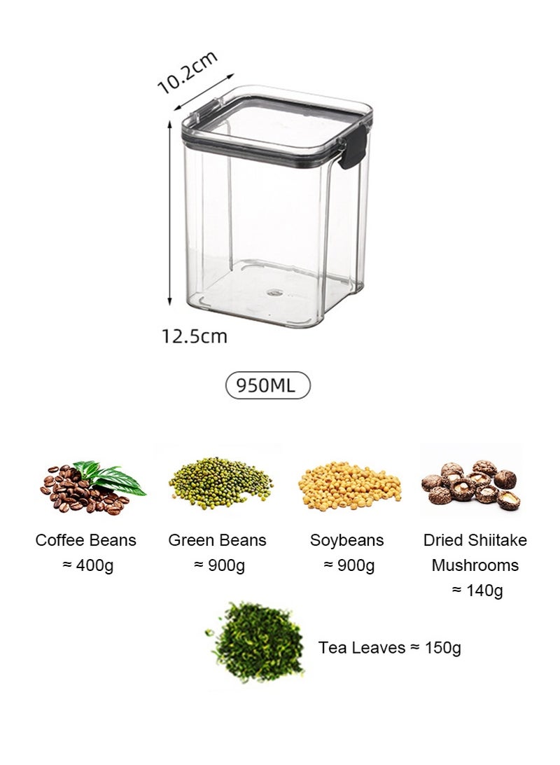 TAPIT 4PCS 950ml Airtight Food Storage Containers with Lids, Plastic Kitchen and Pantry Organization Canisters for Cereal, Dry Food, Flour and Sugar, BPA Free Square Nut Snack Storage Tank - Image 2