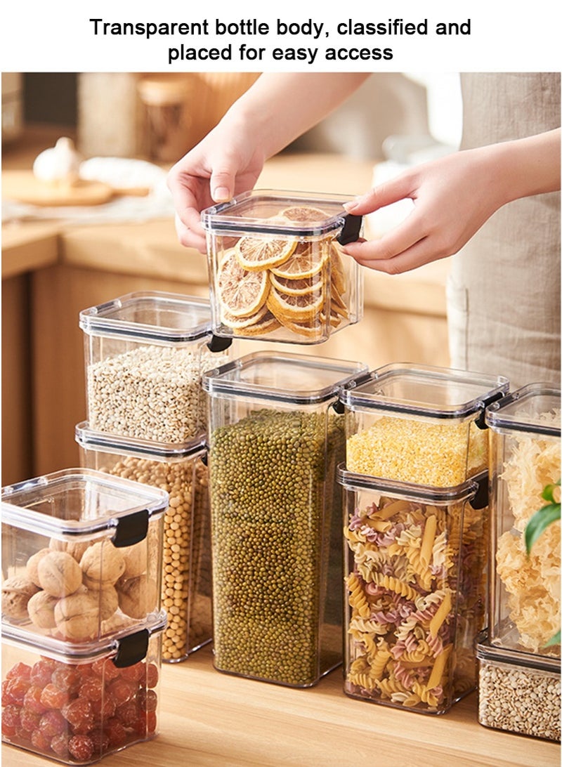 TAPIT 4PCS 950ml Airtight Food Storage Containers with Lids, Plastic Kitchen and Pantry Organization Canisters for Cereal, Dry Food, Flour and Sugar, BPA Free Square Nut Snack Storage Tank - Image 5