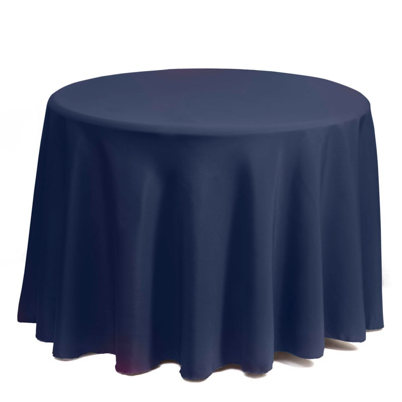 Gee Di Moda Round Tablecloth - 108 Inch Navy Blue Round Table Cloth for 48 to 72 Inch Round Tables - Heavy Duty Washable Fabric - for Buffet Table  Holiday Party  Dinner  Wedding & Baby Shower - Image 2