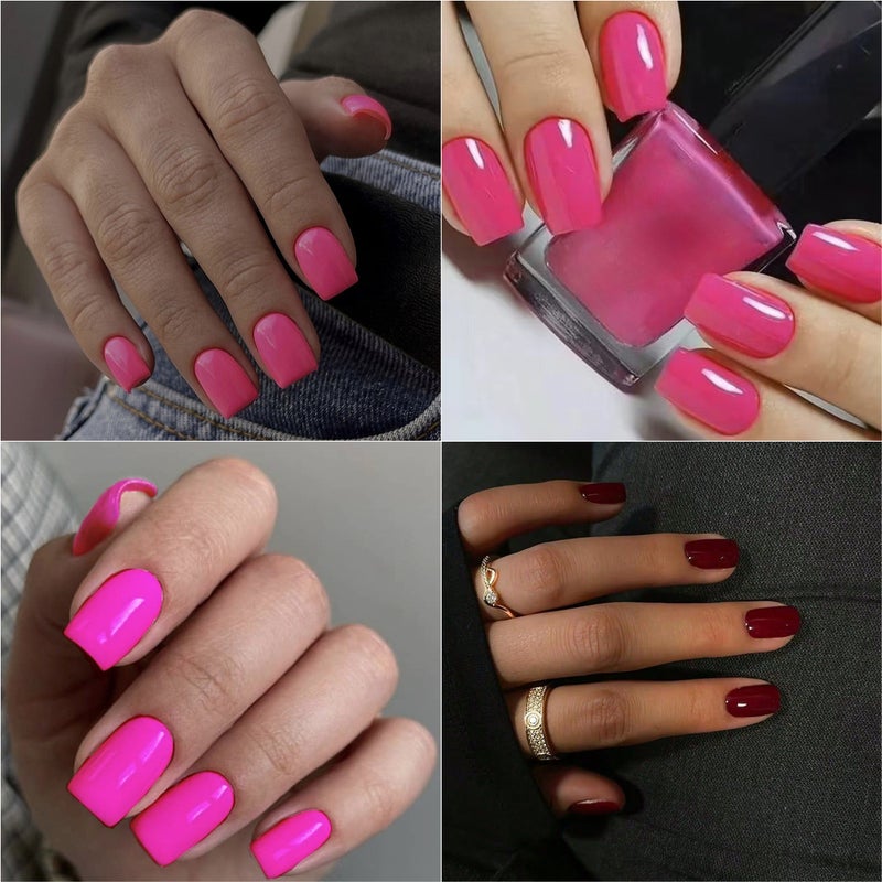 Border Handmade Wearable Nail Tips - Pure Color Short Style, Rectangle Shape, High-End Fake Nails Collection - Image 5