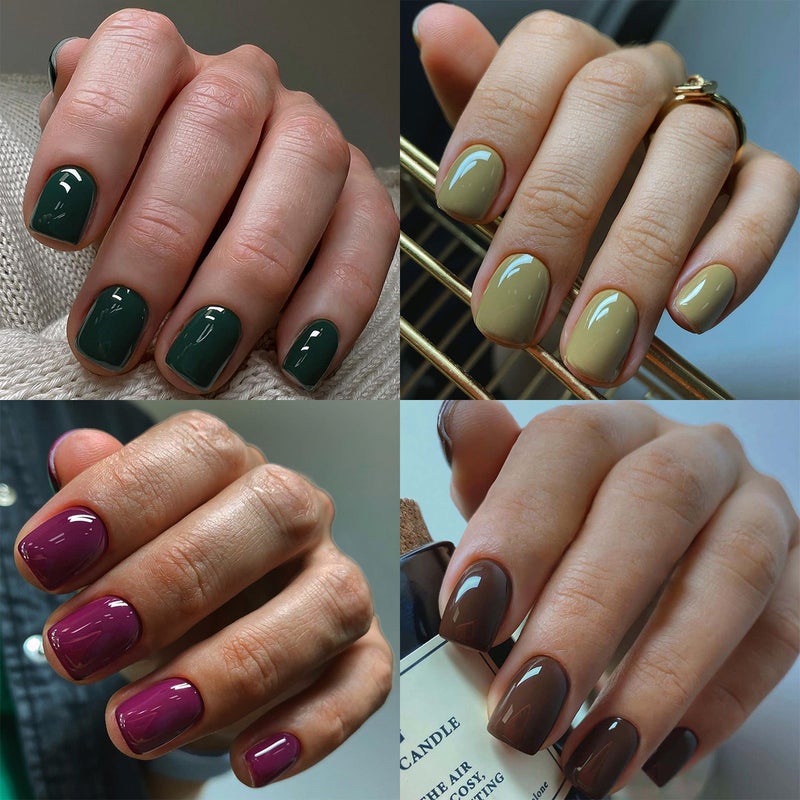 Border Handmade Wearable Nail Tips - Pure Color Short Style, Rectangle Shape, High-End Fake Nails Collection - Image 2
