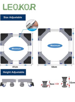 LEOKOR Washing Machine Stand Base, Home Appliance Mobile Roller Cart  with 8 Strong Feet and 4 Wheels, Refrigerator Stand Washer and Dryer Pedestal  - Image 2