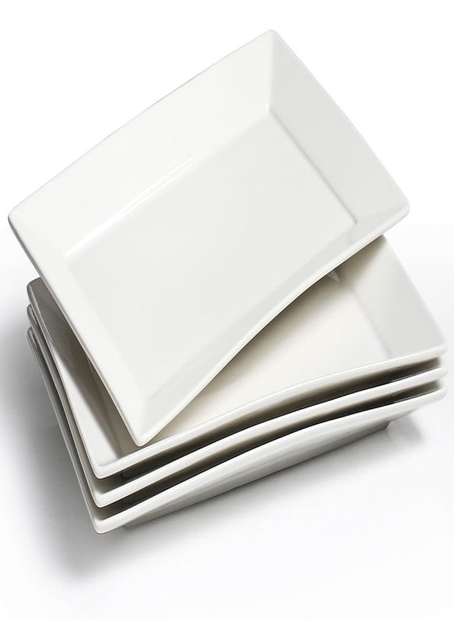 AISBUGUR 13" Serving Platters and Trays, White Serving Platters Set of 4, Large Platters for Serving Food Party, Daily and Entertaining, Ceramic Rectangular Plates for Steak, Taco, Snack, Appetizer - Image 1