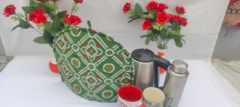 Malan Bai Mandala Tea Cozy Cover Hand Block Winter Tea Kettle Warmer Pot Cover Hot Coffee Cover Tea Coster Handamde Kitchen Décor Brand: Malan Bai (Pattern 9) - Image 3