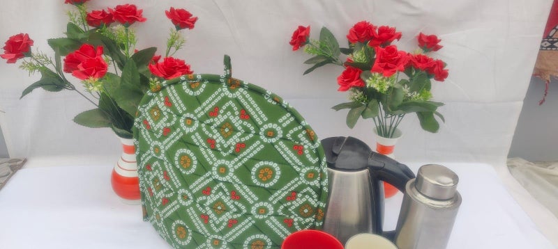 Malan Bai Mandala Tea Cozy Cover Hand Block Winter Tea Kettle Warmer Pot Cover Hot Coffee Cover Tea Coster Handamde Kitchen Décor Brand: Malan Bai (Pattern 9) - Image 2