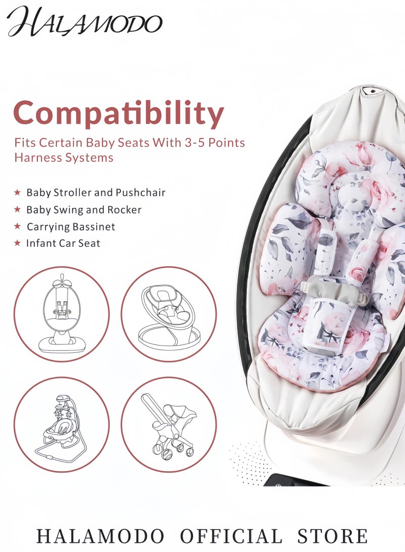 HALAMODO Reversible Baby Car Seat Insert for Boys and Girls Dual-Sided Stroller Cushion with Head and Body Support Soft Infant Headrest for Stroller Car Seat and Swing  - Image 5