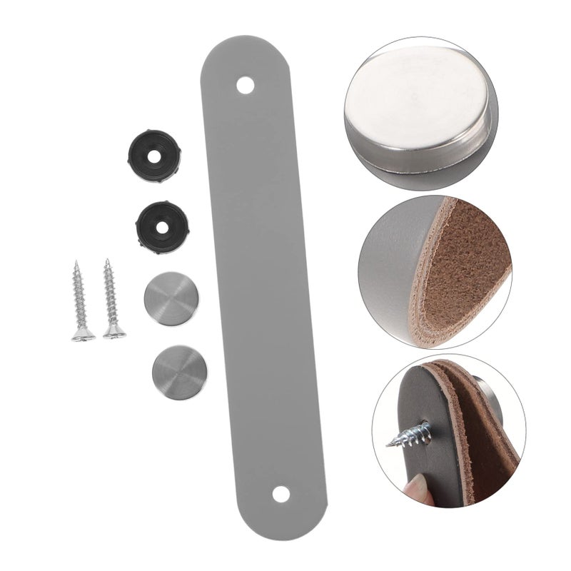 Gray Leather Drawer Pulls 10 Piece Cabinet Handles Easy Install No Drill Furniture Accessories - Image 5