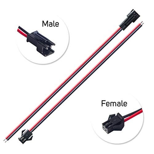 BTF-LIGHTING 20 Pairs 2pin SM JST 15cm Cable Female/Male connectors for Monochrome LSingle Color Bulb 5050 3528 5630 FCOB 3014 COB LED Strip Bulb etc - Image 4