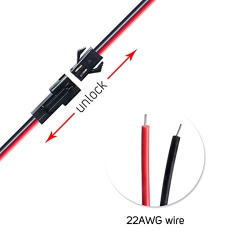 BTF-LIGHTING 20 Pairs 2pin SM JST 15cm Cable Female/Male connectors for Monochrome LSingle Color Bulb 5050 3528 5630 FCOB 3014 COB LED Strip Bulb etc - Image 3