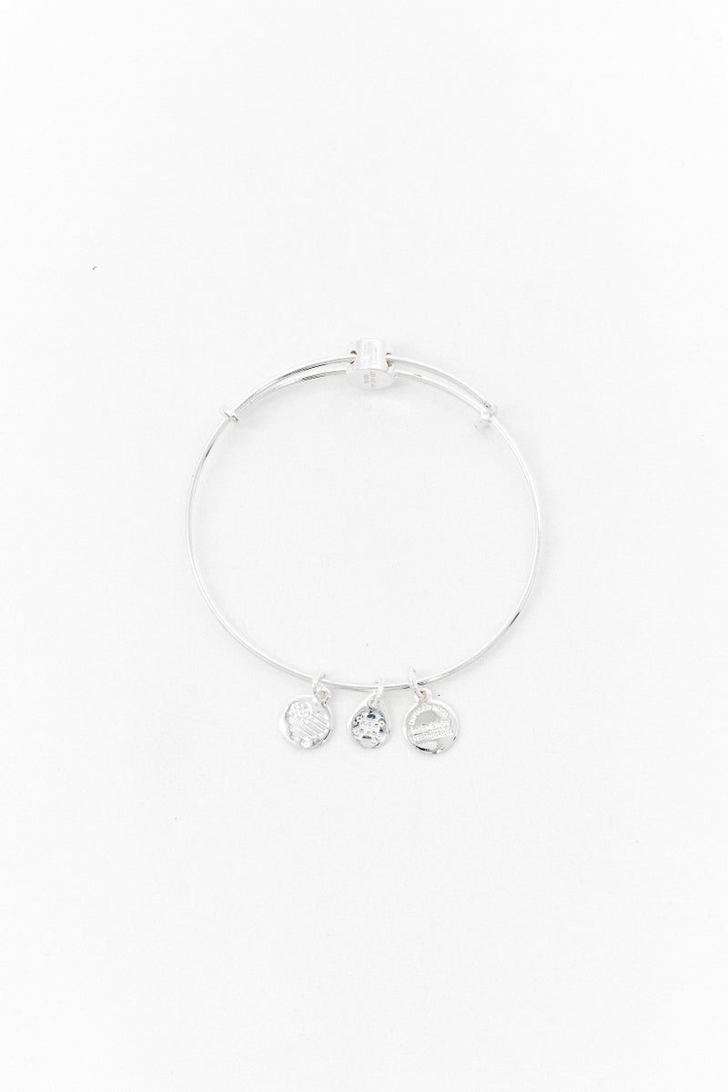 ALEX AND ANI Women Pave Cross Symbol Bead Bangle Bracelet, Silver  - Image 2