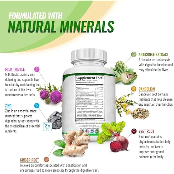 Toplux تركيبة تنظيف الكبد وإصلاحه - مكمل تنظيف الكبد - حليب الشوك مع الهندباء، الخرشوف، الكركم، جذر الشمندر، الكركم والمزيد لتنظيف عشبي طبيعي وسريع، غير معدّل وراثيًا، نباتي، 60 كبسولة - Image 3